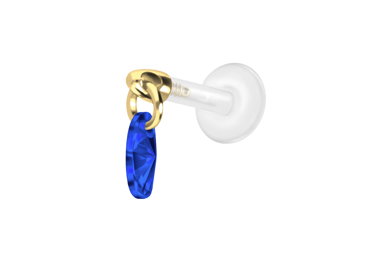 PTFE Labret Piercing mit Innengewinde + Titan-Aufsatz KRISTALLOVAL